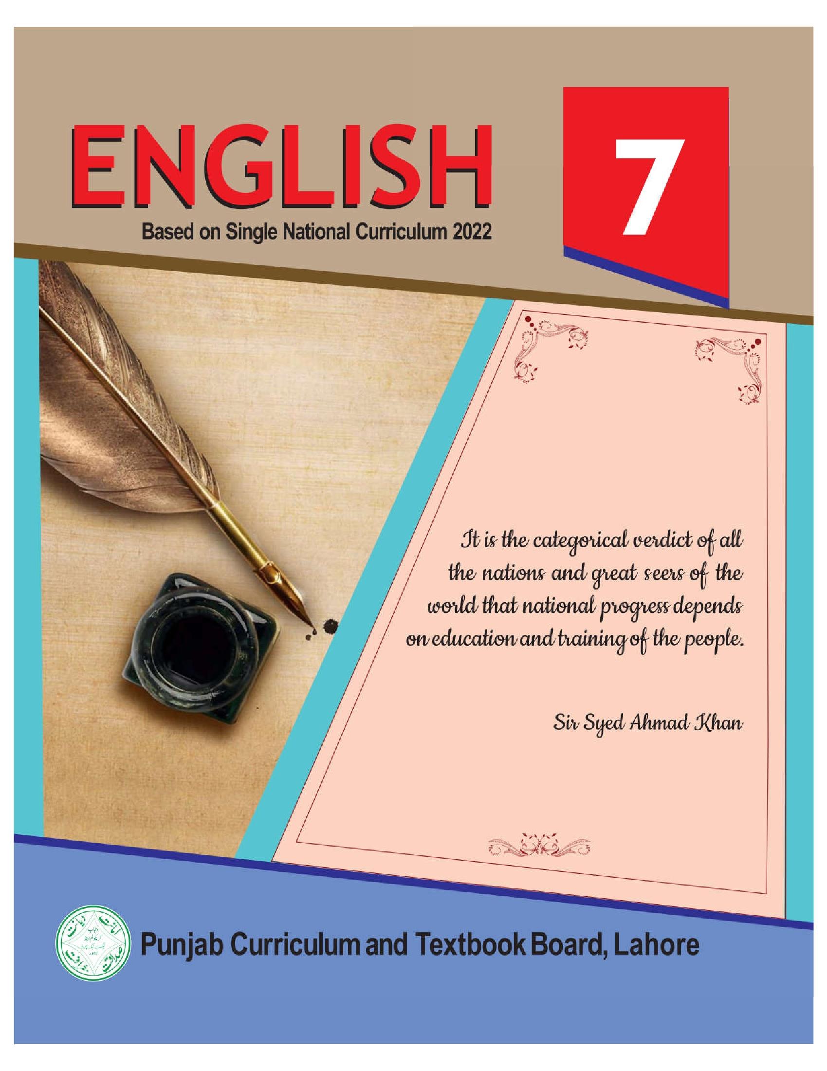 punjab board english class 7 book